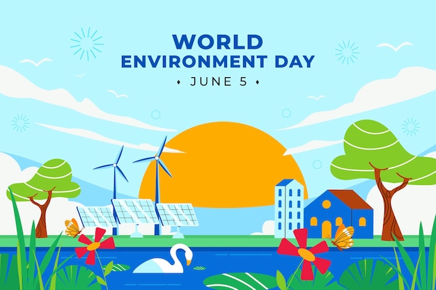 Vector gratuito fondo plano para la celebración del día mundial del medio ambiente