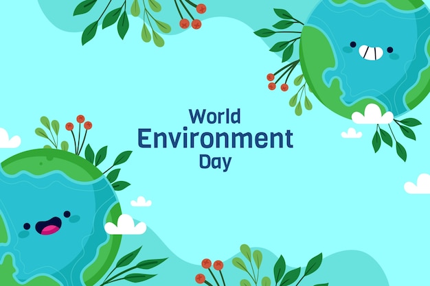 Vector gratuito fondo plano para la celebración del día mundial del medio ambiente
