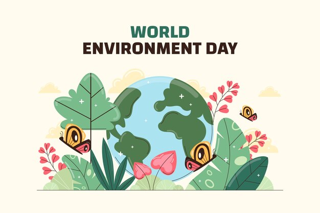 Vector gratuito fondo plano para la celebración del día mundial del medio ambiente