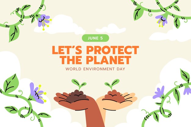 Vector gratuito fondo plano para la celebración del día mundial del medio ambiente