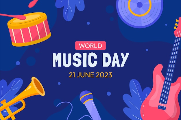 Fondo plano para la celebración del día mundial de la música