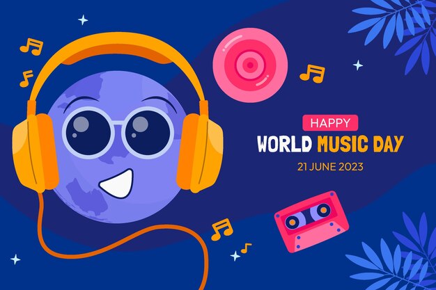 Fondo plano para la celebración del día mundial de la música