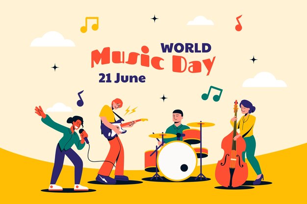 Fondo plano para la celebración del día mundial de la música