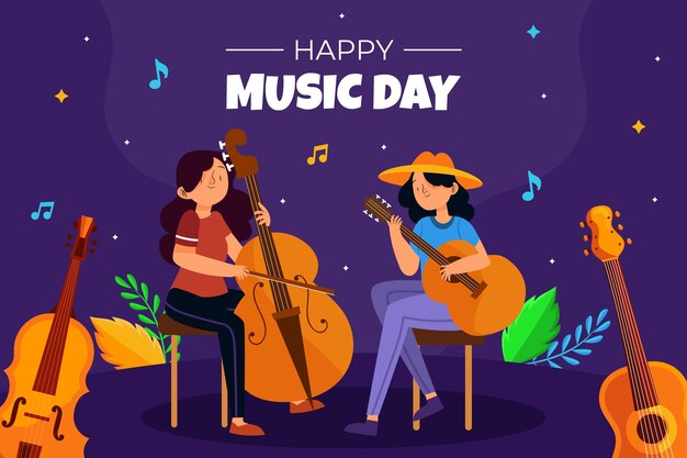 Fondo plano para la celebración del día mundial de la música