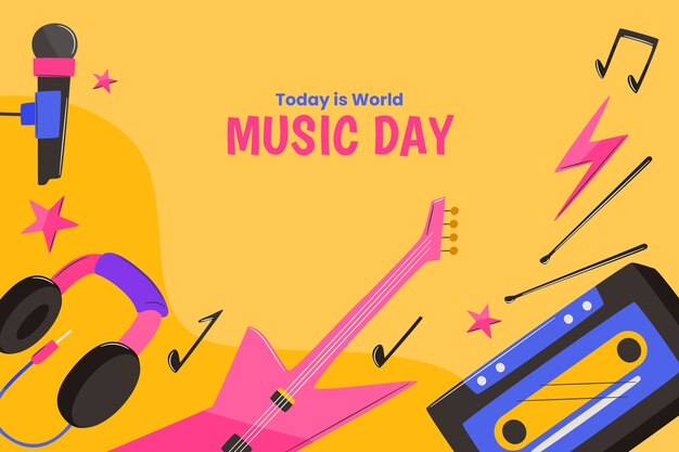 Fondo plano para la celebración del día mundial de la música