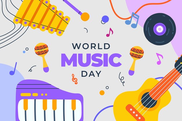 Fondo plano para la celebración del día mundial de la música