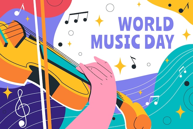 Fondo plano para la celebración del día mundial de la música