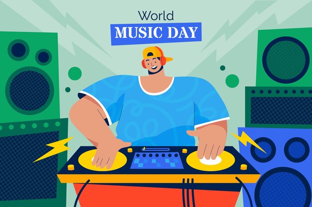 Fondo plano para la celebración del día mundial de la música