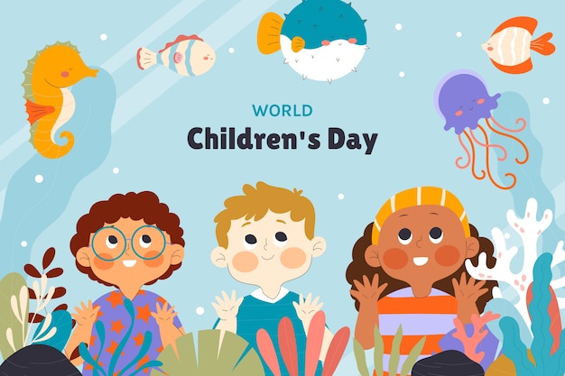 Vector gratuito fondo plano para la celebración del día mundial del niño.