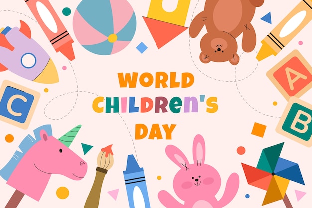 Fondo plano para la celebración del día mundial del niño.