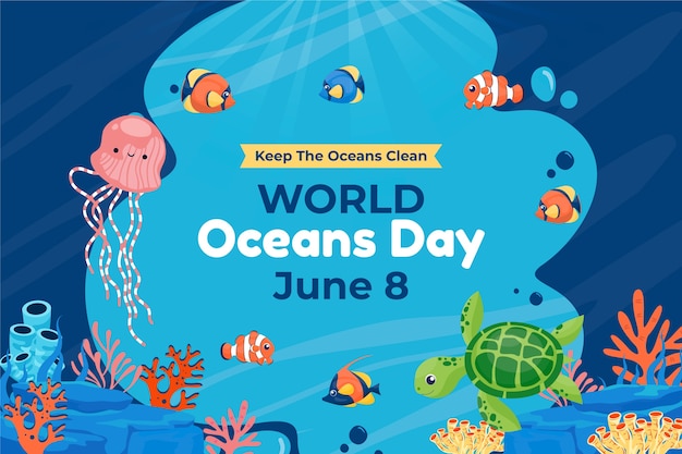 Fondo plano para la celebración del día mundial de los océanos