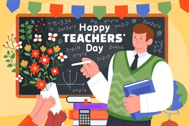 Fondo plano para la celebración del Día Mundial del Profesor