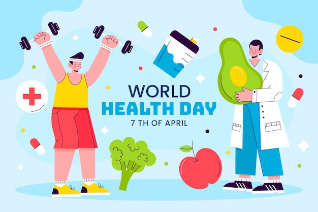 Vector gratuito fondo plano para la celebración del día mundial de la salud