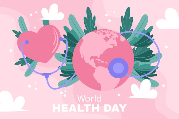 Vector gratuito fondo plano para la celebración del día mundial de la salud