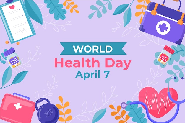 Vector gratuito fondo plano para la celebración del día mundial de la salud