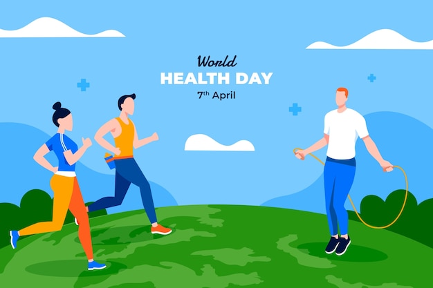 Vector gratuito fondo plano para la celebración del día mundial de la salud