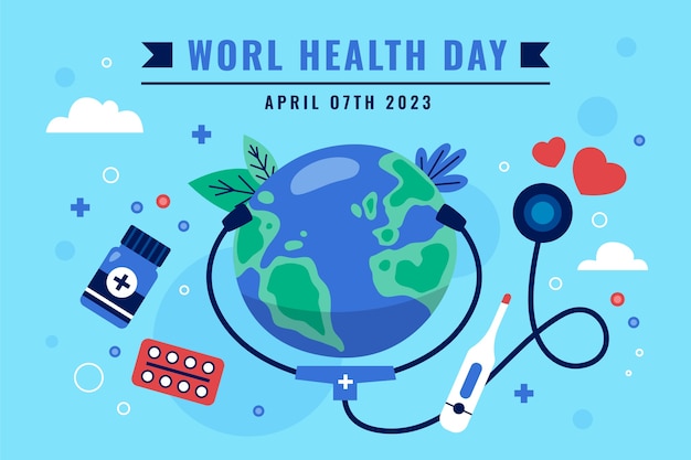 Vector gratuito fondo plano para la celebración del día mundial de la salud