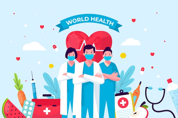 Vector gratuito fondo plano para la celebración del día mundial de la salud