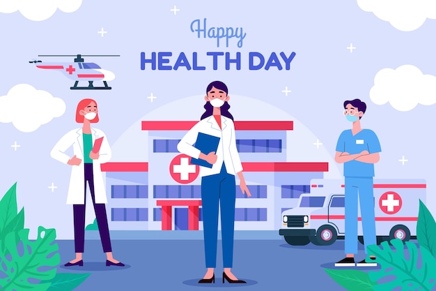 Vector gratuito fondo plano para la celebración del día mundial de la salud