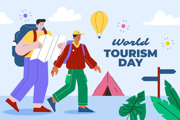 Fondo plano para la celebración del Día Mundial del Turismo