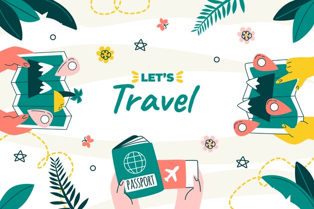 Vector gratuito fondo plano para la celebración del día mundial del turismo