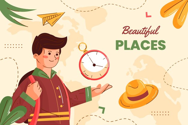 Fondo plano para la celebración del Día Mundial del Turismo
