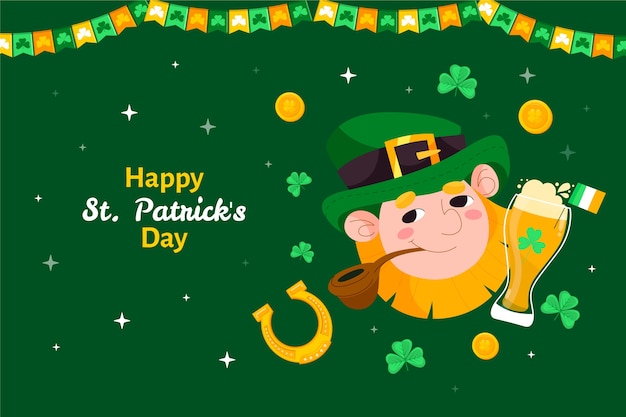 Vector gratuito fondo plano para la celebración del día de san patricio