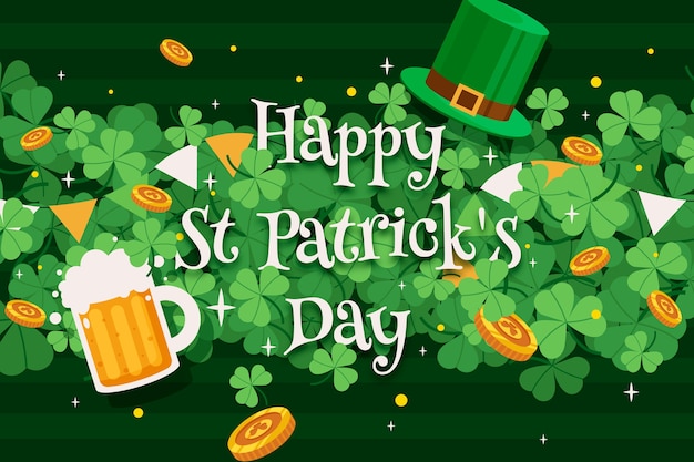 Vector gratuito el fondo plano para la celebración del día de san patricio.