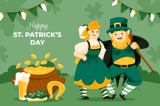 Vector gratuito el fondo plano para la celebración del día de san patricio.