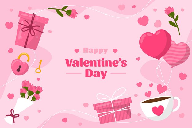 Fondo plano para la celebración del día de san valentín
