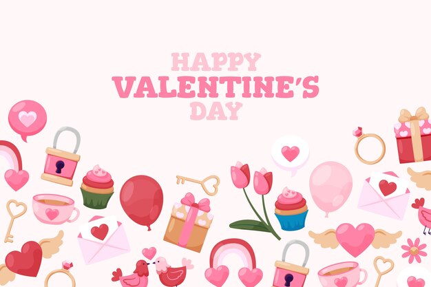 Fondo plano de celebración del día de san valentín