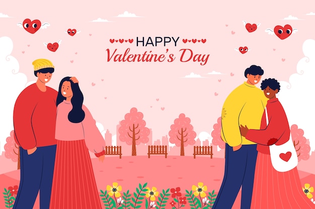 Vector gratuito fondo plano de celebración del día de san valentín