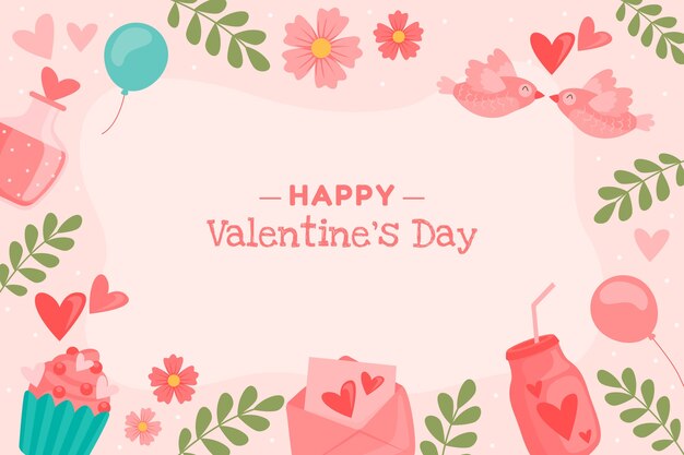 Fondo plano de celebración del día de san valentín