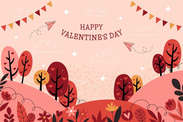 Fondo plano para la celebración del día de San Valentín