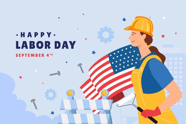 Fondo plano para la celebración del Día del Trabajo estadounidense