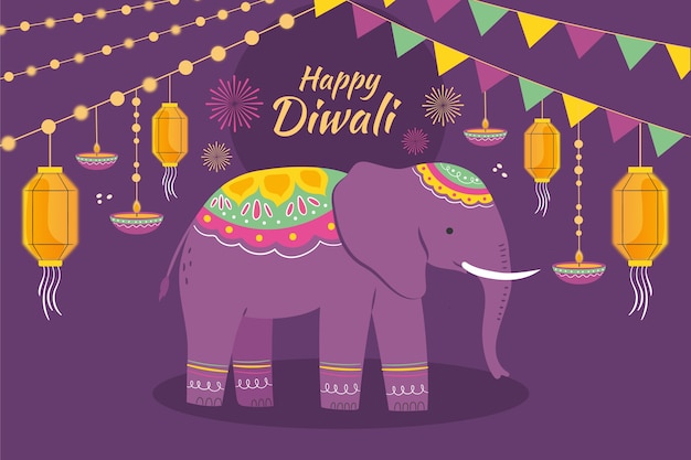 Vector gratuito fondo plano para la celebración de diwali