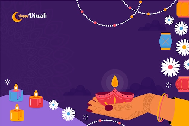 Vector gratuito fondo plano para la celebración de diwali