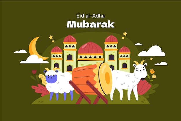 Fondo plano para la celebración de eid al-adha