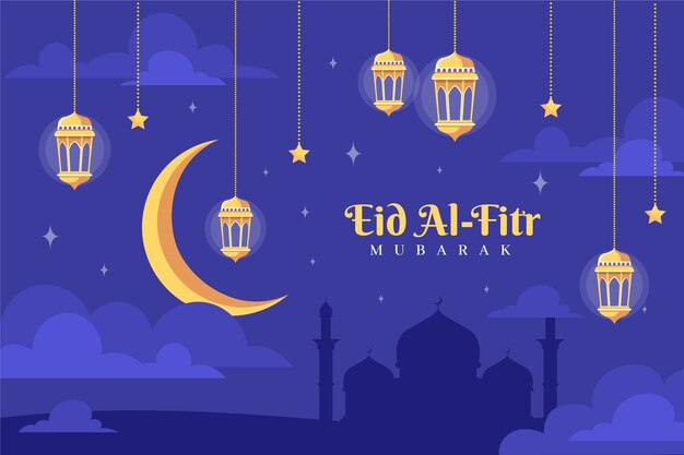 Fondo plano para la celebración de eid al-fitr