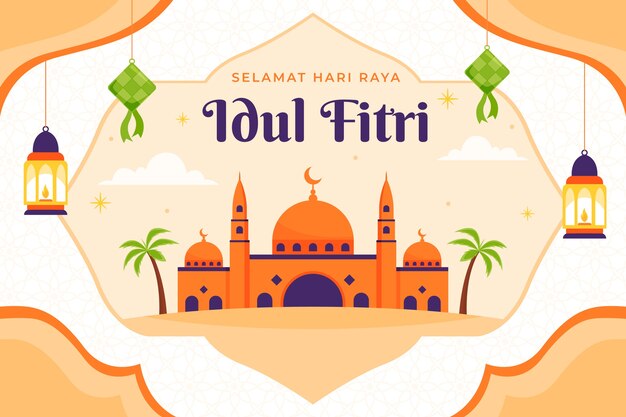 Fondo plano para la celebración de eid al-fitr