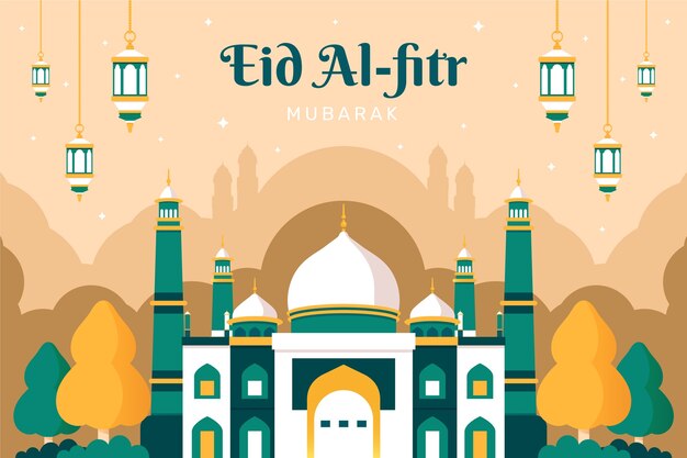 Fondo plano para la celebración de eid al-fitr