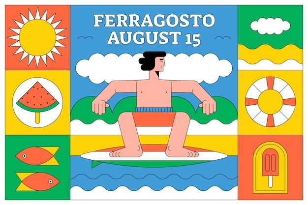 Vector gratuito fondo plano para la celebración del ferragosto italiano