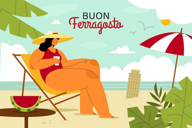 Vector gratuito fondo plano para celebración de ferragosto