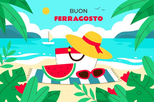 Fondo plano para celebración de ferragosto