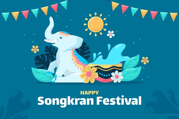 Fondo plano para la celebración del festival del agua de songkran