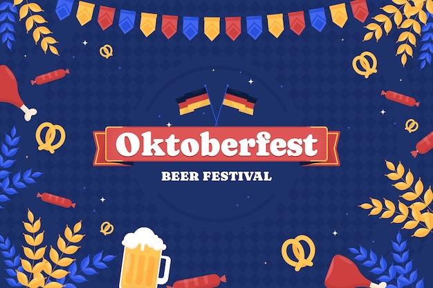 Vector gratuito fondo plano para la celebración del festival de la cerveza oktoberfest