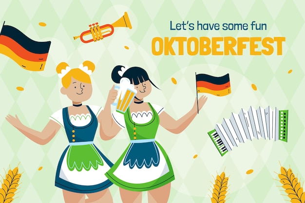 Vector gratuito fondo plano para la celebración del festival de la cerveza oktoberfest