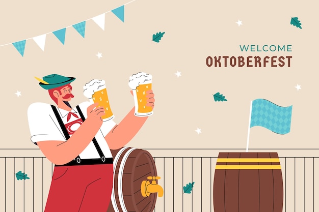 Vector gratuito fondo plano para la celebración del festival de la cerveza oktoberfest