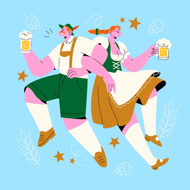 Vector gratuito fondo plano para la celebración del festival de la cerveza oktoberfest