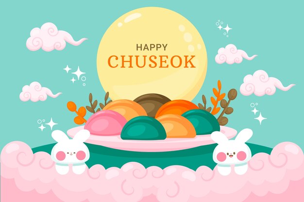 Fondo plano para la celebración del festival Chuseok de Corea del Sur
